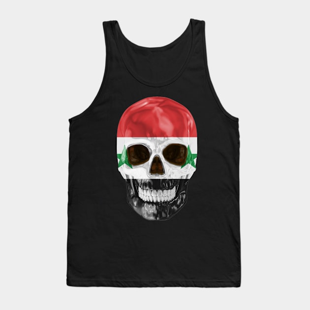 Syria Flag Skull - Gift for Syrian With Roots From Syria Tank Top by Country Flags